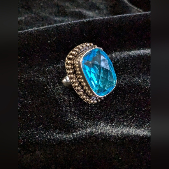 SOLD! Handcrafted Blue Topaz Boho Ring (Lab created) - Picture 11 of 16